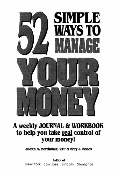 52 Simple ways to manage your money