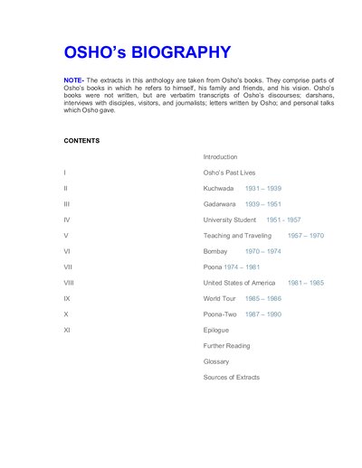 Copy of OSHO s BIOGRAPHY   Osho Dhara