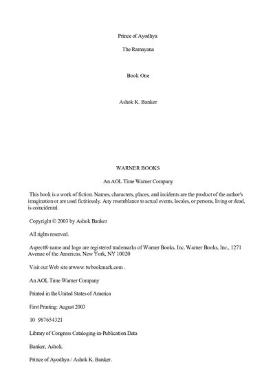 Prince of Ayodhya by #AshokBanker