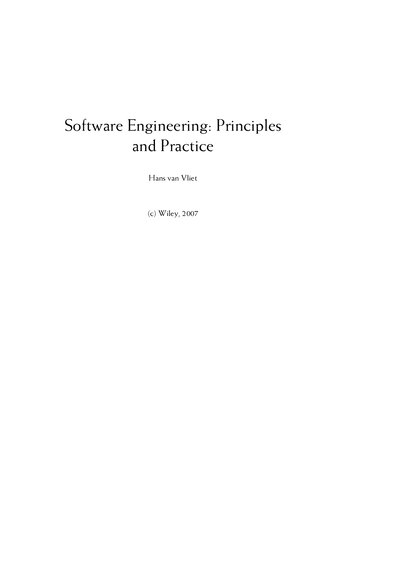 Software Engineering   Principles and Practice By Hans van Vliet   Wiley 2007
