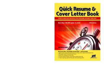The Quick Resume   Cover Letter Book  Write and Use an Effective Resume in Just One Day (Quick Resume and Cover Letter Book)  ( PDFDrive )