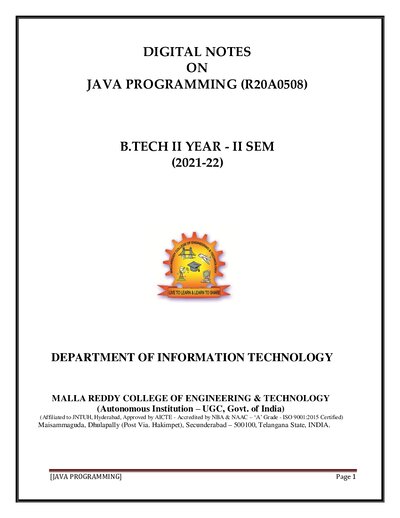 JAVA PROGRAMMING