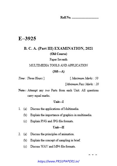 BCA III multimedia tools and application 2021