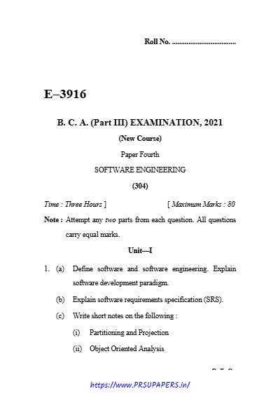 BCA III software engineering 2021