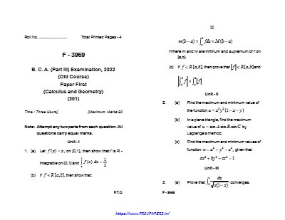 BCA III calculus and geometry jun 2022