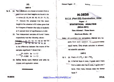 BCA III statical analysis 2024