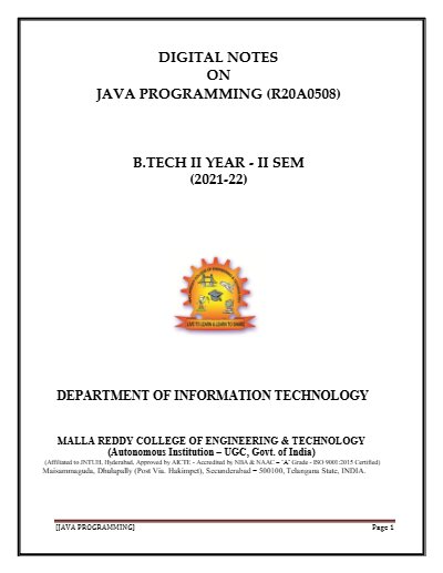 JAVA PROGRAMMING